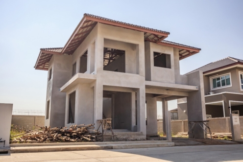 new-residential-house-contemporary-style-building-progress-construction-site-with-blue-sky